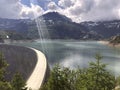 Natural beauty background. Dam ÃÂ  in Switzerland Barraga D `emosson, horizontal. Royalty Free Stock Photo